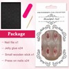 24Pcs French Almond False Nails Medium, Pink Strawberry Pattern Press