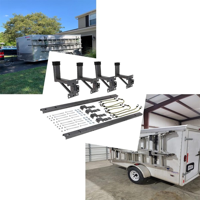 Adjustable Trailer Ladder Rack for Enclosed Trailers – Exterior Side