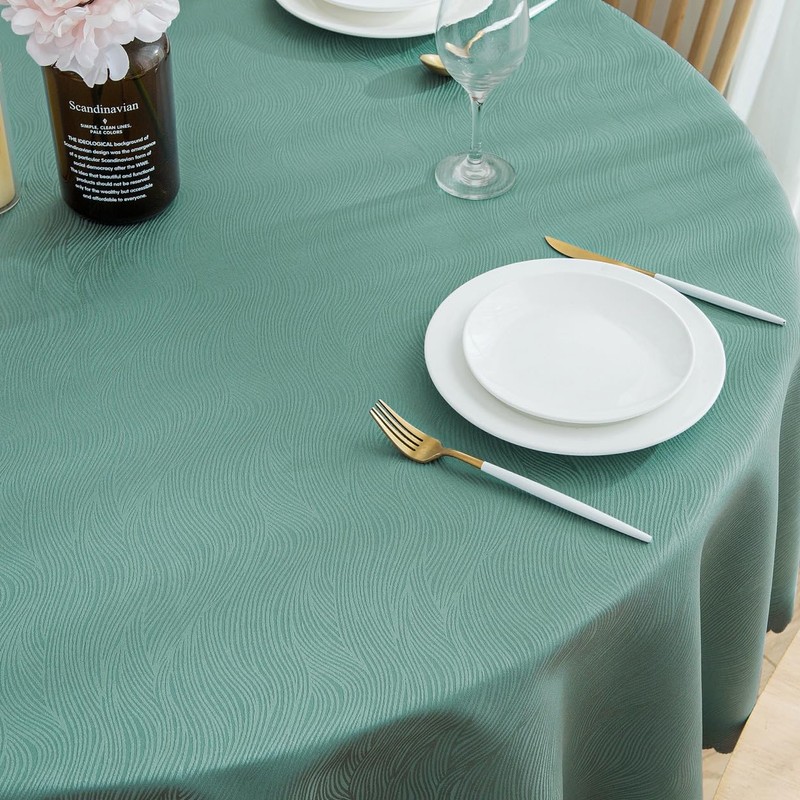 SPRICA Round Jacquard Tablecloth 120cm Water Resistance Solid Colour Table