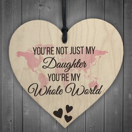 RED OCEAN Daughter You're My Whole World Wooden Hanging Heart Plaque Daughters Love Gift