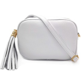 ELIOX Women's Genuine Leather Handbag Made in Italy Small Shoulder Bag Elegant Fashion Genuine Leather, White