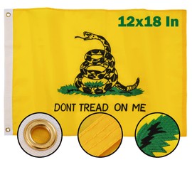 TOPFLAGS Gadsden Flag 12x18 Don't Tread On Me Boat Flags Made in USA, Nylon Flags for Outdoor with Brass Grommets,Double Stitched and Fade Proof
