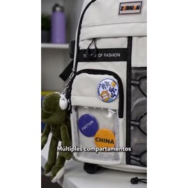 Mochila Escolar Unisex Gran Capacidad Multibolsillos, Disponible En 3 Colores, Incluye Llavero Decorativo