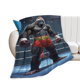 citari Gorilla Boxing Blanket Funny Boxing Throw Blanket Boxing Gifts and Decor Boxing Blanket for Men Boys Girls Women Soft Warm Cozy Fleece Blanket for Couch Sofa ?Bed 50"x40"