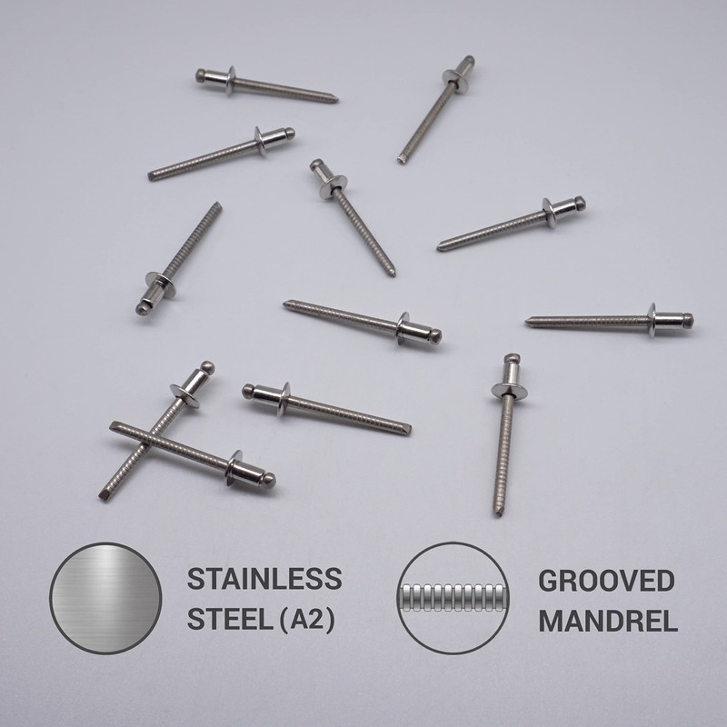 (Pack of 100) Stainless Steel Blind Rivets 4.0 x 6