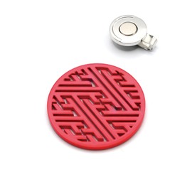 Turf Project [#GOOD LUCK Rack] Golf Marker for Luck Saaya Model #Increase Focus #Magnetic Clip # Great Gift #Stainless Steel 1.6 inches (40 mm) Turf Project (Fluorescent Coral Red)
