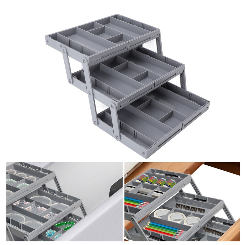Drawer Organizer Single Row Expandable Folding Jewelry Organizer Tray Earring