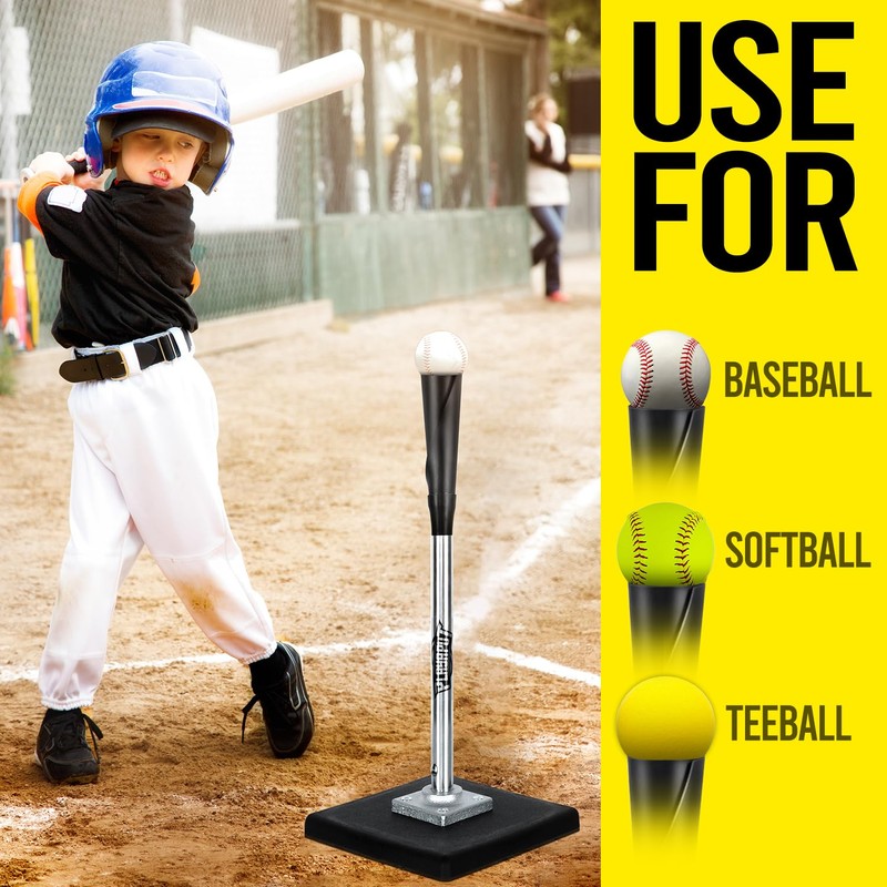 PLAYAPUT Portable Batting Tee for Baseball/Softball, Height Adjustment from 25-37