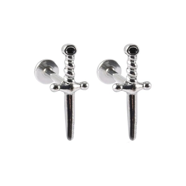 16G Sword Cartilage Flat Back Stud Earring for Women Men
