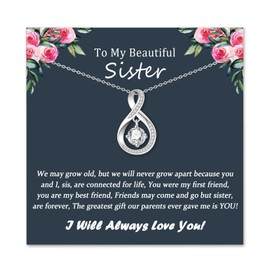 EPIRORA Gifts for Sister from Sister Brother, Silver Infinity Necklace for Women, SIster Present for Her on Christmas Birthday Anniversary Valentine's Day