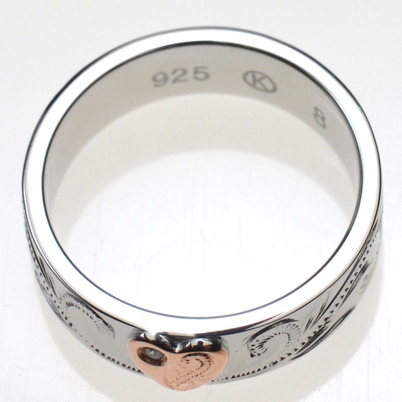 [BreezyIsland] Hawaiian Jewelry Ring, Women's Ring, Pink G Heart, Silver