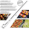 Kebab Skewers, 12PCS BBQ Metal Skewers Stainless Steel Grilling Skewers,