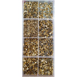 Unikart Kundan Stones Combo of Golden & Silver Colour 16 Shapes Kit with Storage Box & Fabric Glue for Jewellery making, DIY Kit, Craft, Decoration, Aari/Maggam Embroidery Work.