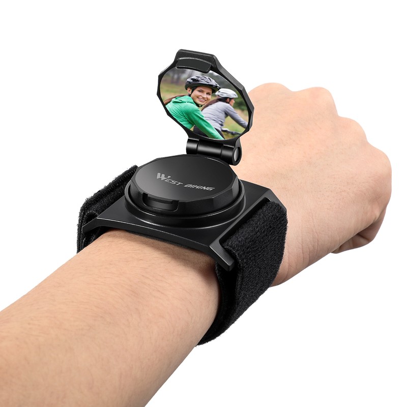 WEST BIKING Bike Wrist Rearview Mirror 360° Rotate Convex Reflector