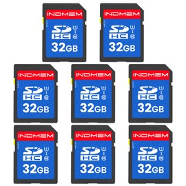 INDMEM SD Card 32GB, 8 Packs Class 10 32GB Flash Memory Card MLC Standard Secure Digital Cards Camera Card