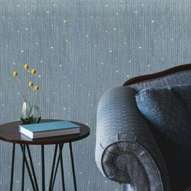 Striped Wallpaper Blue Gray Gold Textured Vertical Faux Bamboo grasscloth Lines