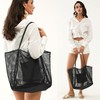Hoxis Canvas Mesh Bag, Net Bag, Tote Bag, Shopping Bag,