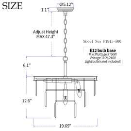 TZOE Luxury Black Smoke Crystal Modern Contemporary Chandeliers Pendant Ceiling Light Fixture 3-Tier Chandelier Lighting for Dining Room Living Room Bedroom Foyer W19.69"