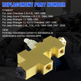 PV8796J Brass Proportioning Valve Disc/Drum Disc Front Drum Rear Brake, Compatible with Jeep Wrangler CJ XJ YJ Cherokee 1987-1996, OE# 52009115