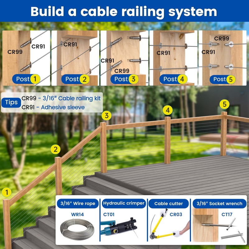 [Patent] Muzata 20 Pack 3/16" Invisible Cable Railing Kit Hardware