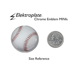 Elektroplate 2 Mini Baseball OEM Chrome Emblems for Motorcycles, Watercrafts, and Decorations | Universal Fit at 1.6" x 1.6" | Weatherproof | 2-Pack