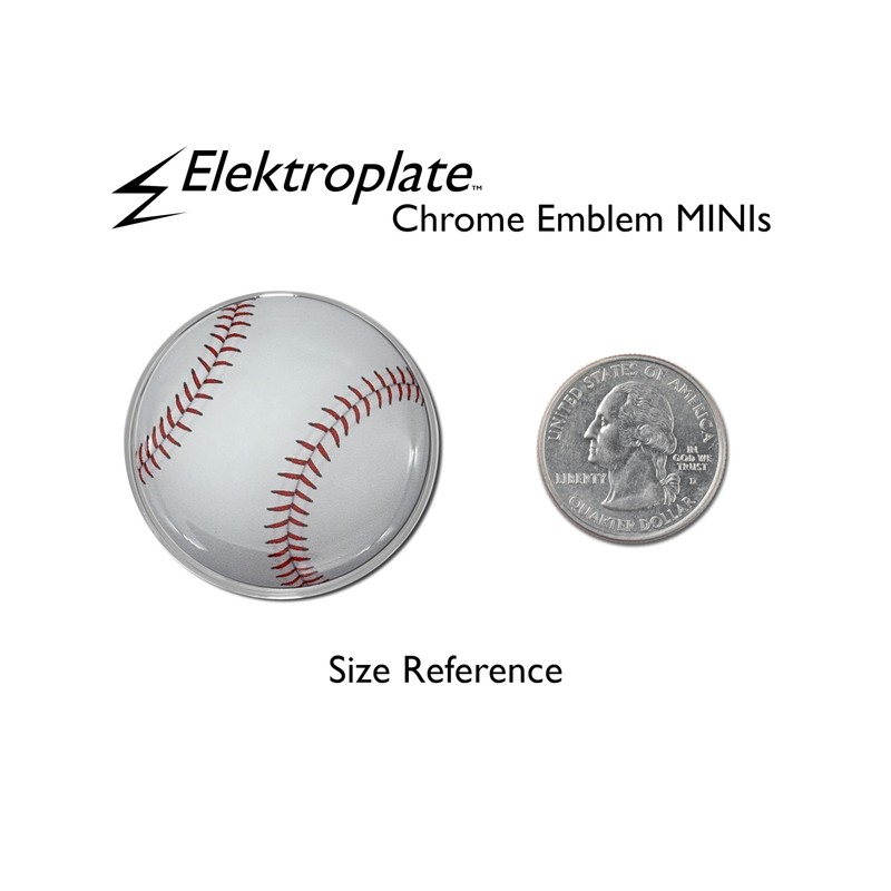 Elektroplate 2 Mini Baseball OEM Chrome Emblems for Motorcycles, Watercrafts,