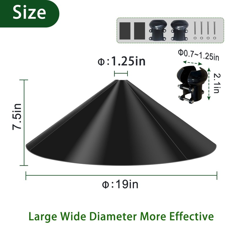 Pavtner 19 Inch Wide Black Squirrel Baffle - Ideal for