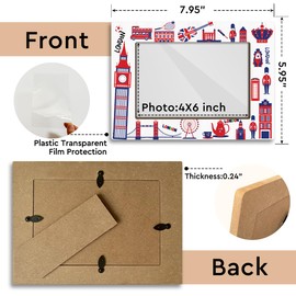 London Souvenir Gifts Picture Frames for Desk Wooden Picture Frames 4x6 for Holiday Wood Photo Frame for Vacation Honeymoon Gifts for Couples Newlyweds Photo Gift for International Travelers - M780