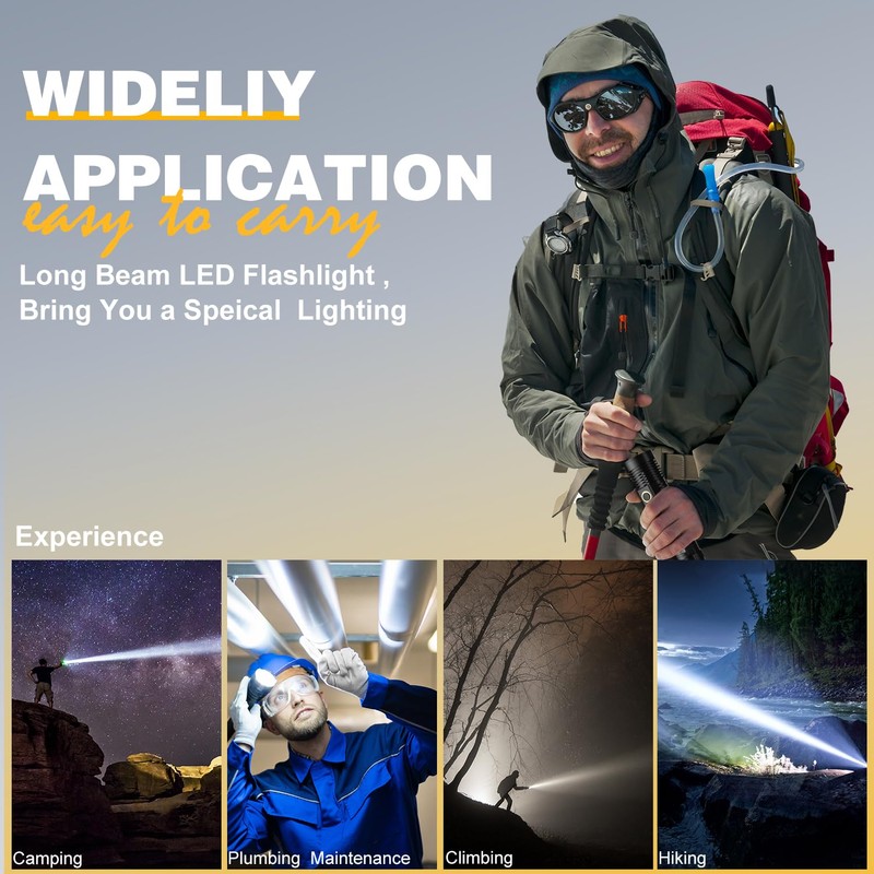 Small Tactical Flashlights 20000 High Lumens - 1500 Meters Long