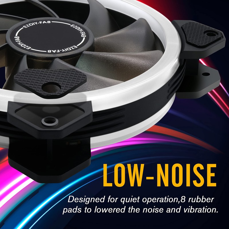 EZDIY-FAB New Dual Ring 120mm RGB LED Case Fans, 5V