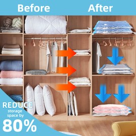 Vacuum Storage Bags, Pack of 8 (Large, 81.3 x 61 cm), Space Saving 80% Vacuum Storage Bags, Storage Bags Vacuum Sealed for Clothes, Blankets, Hand Pump Included