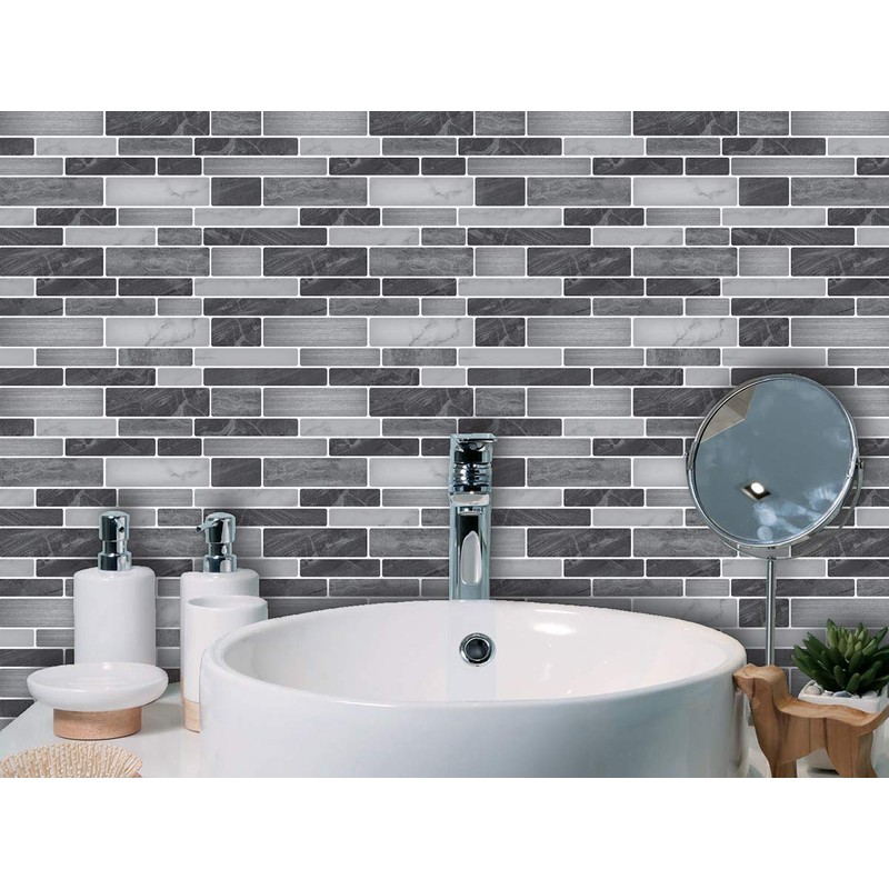 Art3d 10-Sheet Self-Adhesive Tile Backsplash for Kitchen, Vinyl Decorative Marble