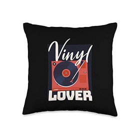 Enjoying A Way Of Recording And Listening To Music I Am Just Lover Music Vinyl Records Throw Pillow, 16x16, Multicolor