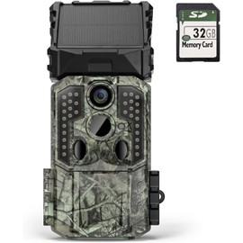 LEEDEER Trail Camera, Solar Powered Game Camera 4K 30MP, Hunting Scouting Cam with 120 Degree PIR Range, IP66 Waterproof, Night Vision for Outdoor Wildlife Monitoring Home Security
