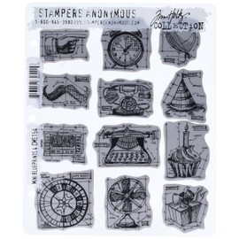 Tim Holtz Cling Mounted Stamp Sets Stampers Anonymous Mini Blueprints 4 Rubber Stamp