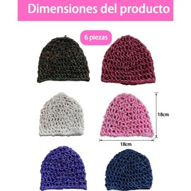 6 Mallas Para Cabello, Red Para Cabello,juego de cabello transpirable reutilizable, accesorios para dormir, yoga, Paquete Multicolor Con Negro, Rosa, Blanco