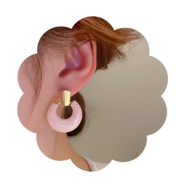 Yienate Vintage Chunky Hoop Drop Earrings Gold Geometric Disc Dangle Earrings Statement Acrylic Round Earrings Enamel Color Hoop Earrings Prom Earrings Jewelry for Women and Girls