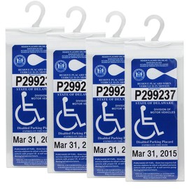 LotFancy Handicap Placard Holder for Auto, Pack of 3, Disabled Parking Permit Sign Holder with Larger Hook - Quantity: 4 PCS