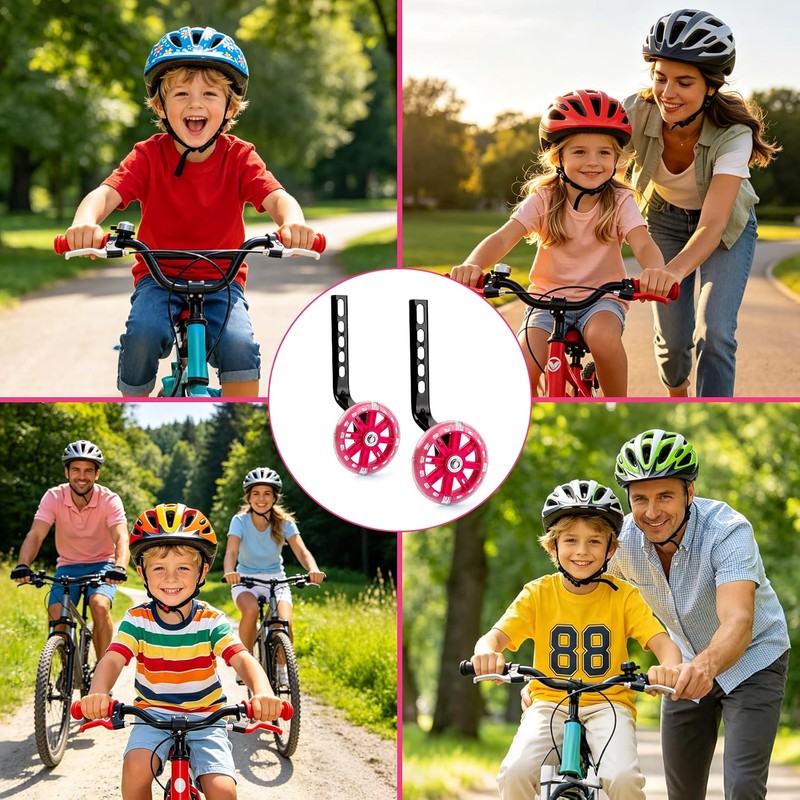 GWMWON Llantitas Bicicleta Llantas Entrenadoras,Ruedas de Entrenamiento LED
