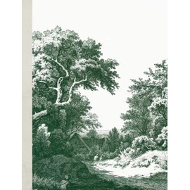Notebook: Vintage Forest Cottage Illustration, Green Botanical - College Ruled, 120 Pages, 7.44 x 9.69 Inch