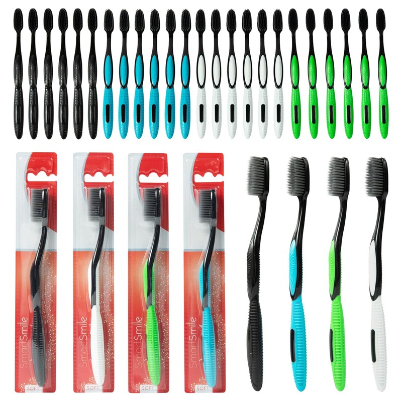 SmartSmile 72 Pcs Bulk Adult Toothbrushes Individually Packaged - Assorted