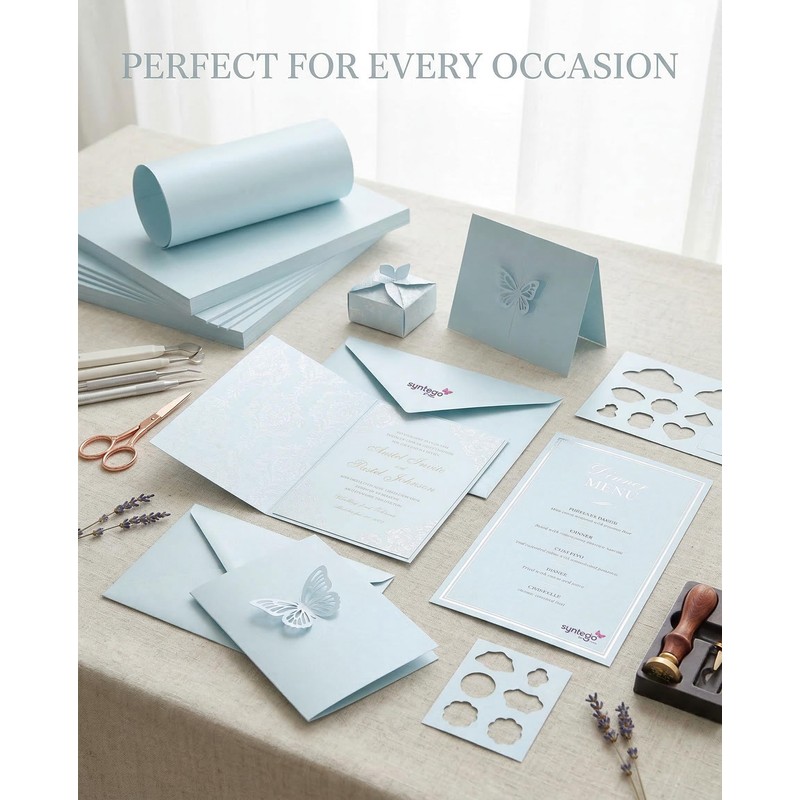 Syntego A4 Baby Blue Majestic Pearlescent Shimmer Paper Double Sided