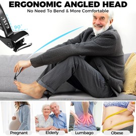 Toenail Clippers for Thick Toenails for Seniors, Angled Head Large Toe Nail Clippers Set for Men, Heavy Duty Ingrown Toenail Clippers with Wide Jaw, Ultra Sharp Slanted Nail Cutter with Long Handle