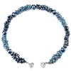 COOLSTEELANDBEYOND Blue Beads Crystal Cluster Statement Necklace Braided Chain Choker