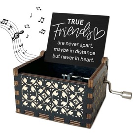 True Friends are Never Apart Wooden Music Box with Handle Thank You Gifts for Friends Vintage Hand Crank Antique Music Boxes U R My Sunshine Music Boxes for Women Gifts for Best Friends - DH393