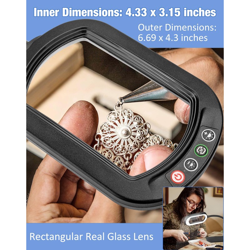 IVMAIE 10X Magnifying Glass with Light and Stand LED Magnifier