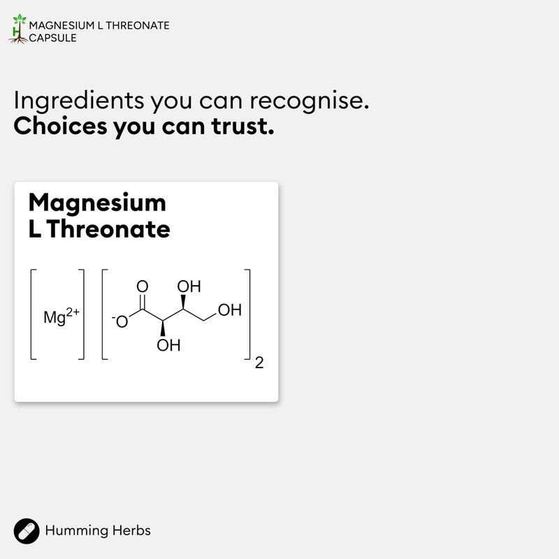 Humming Herbs Magnesium L-Threonate Supplement 1500mg per Serving | Provides