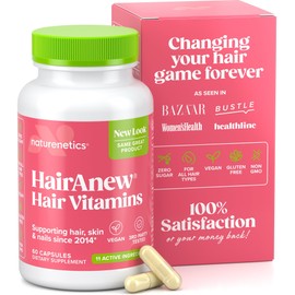 Naturenetics HairAnew Hair Growth Vitamins for Women & Men - Hair Vitamins For Faster Hair Growth & Thickness - Part of Proceeds go to Hair Loss Charity - Vegan Hair Supplement For Hair Skin Nails (1)