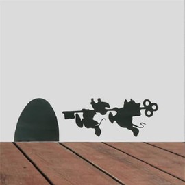 Mice Hole Skirting Board Sticker - Stickers for Cats - Home Decor - Wall Art - Wall Decal Sticker (Mice with Keys)