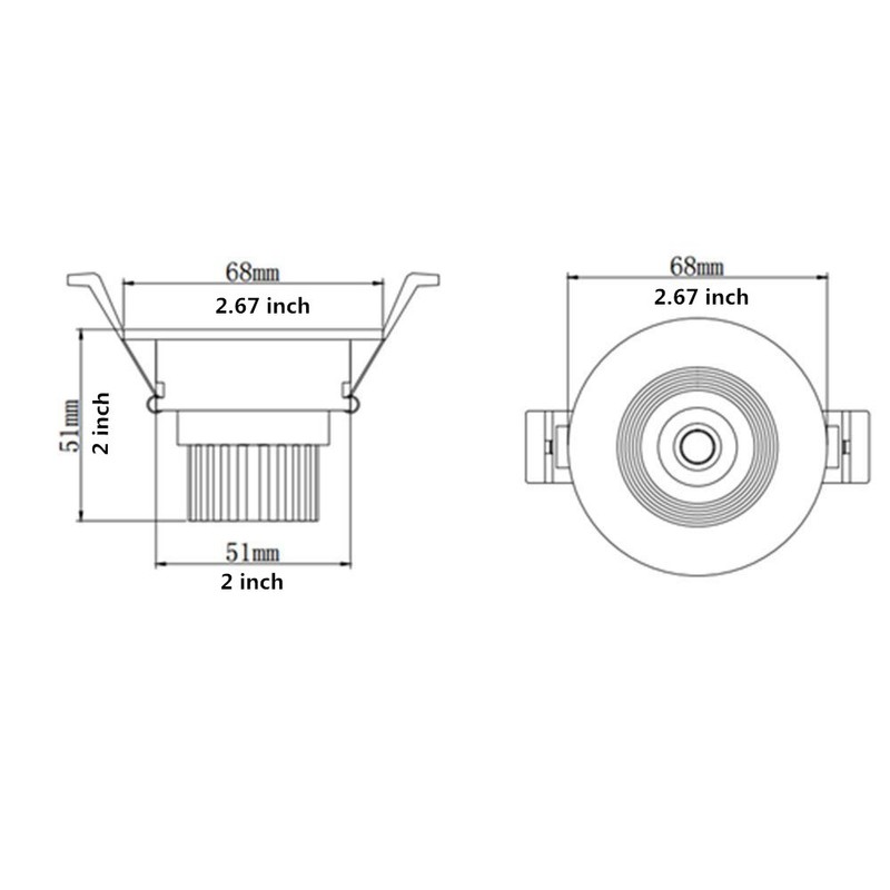LightingWill 4-Pack 3W CRI80 2inch(51mm) LED Downlight Dimmable COB Directional